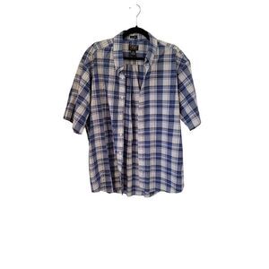 Alexander Julian No Iron Button Down Blue Plaid Shirt in XL